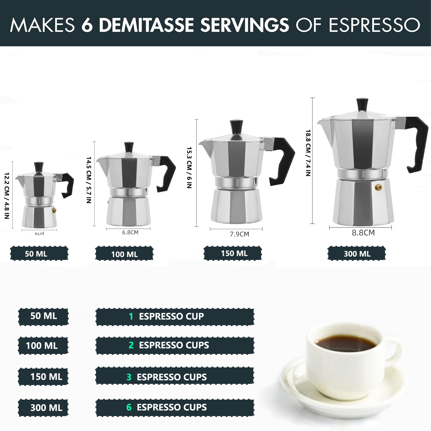 클래식 알루미늄 모카포트 50-300ML 가정용 스토브 - Coffee Equipment For Sale 리뷰 및 가격
